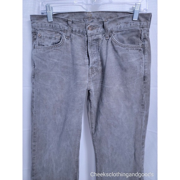 7FAM Standard Fit Button Fly Greyish Brown Jeans Men's 31x34  7 For All Mankind - Picture 2 of 8